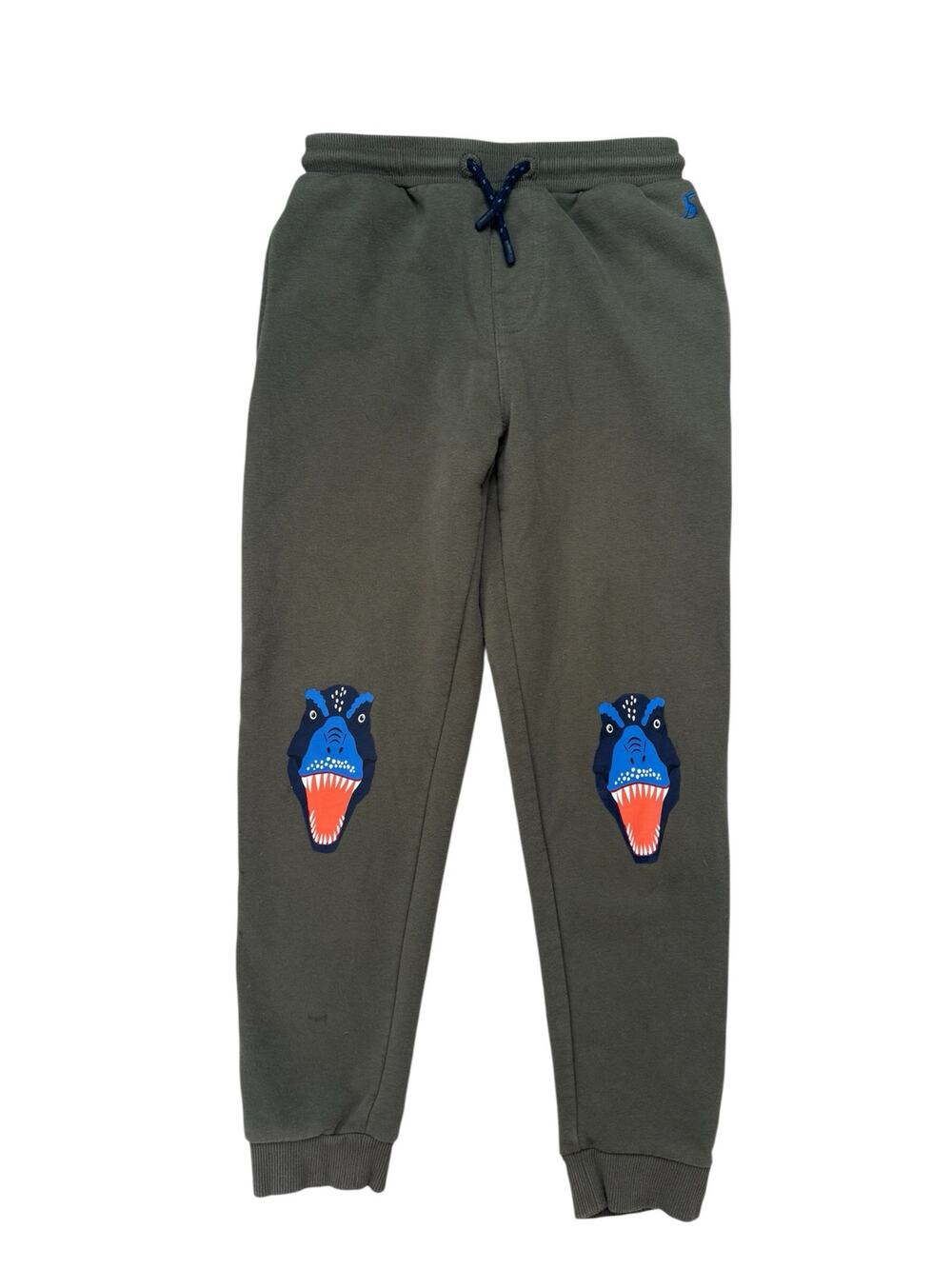 JOULES Green Dinosaur Knees Print Sweat Pants Size 9Y Kids Pull On Drawstring